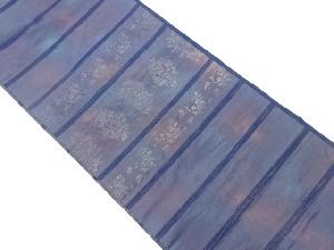 引箔横縞抽象草花模様織出し名古屋帯